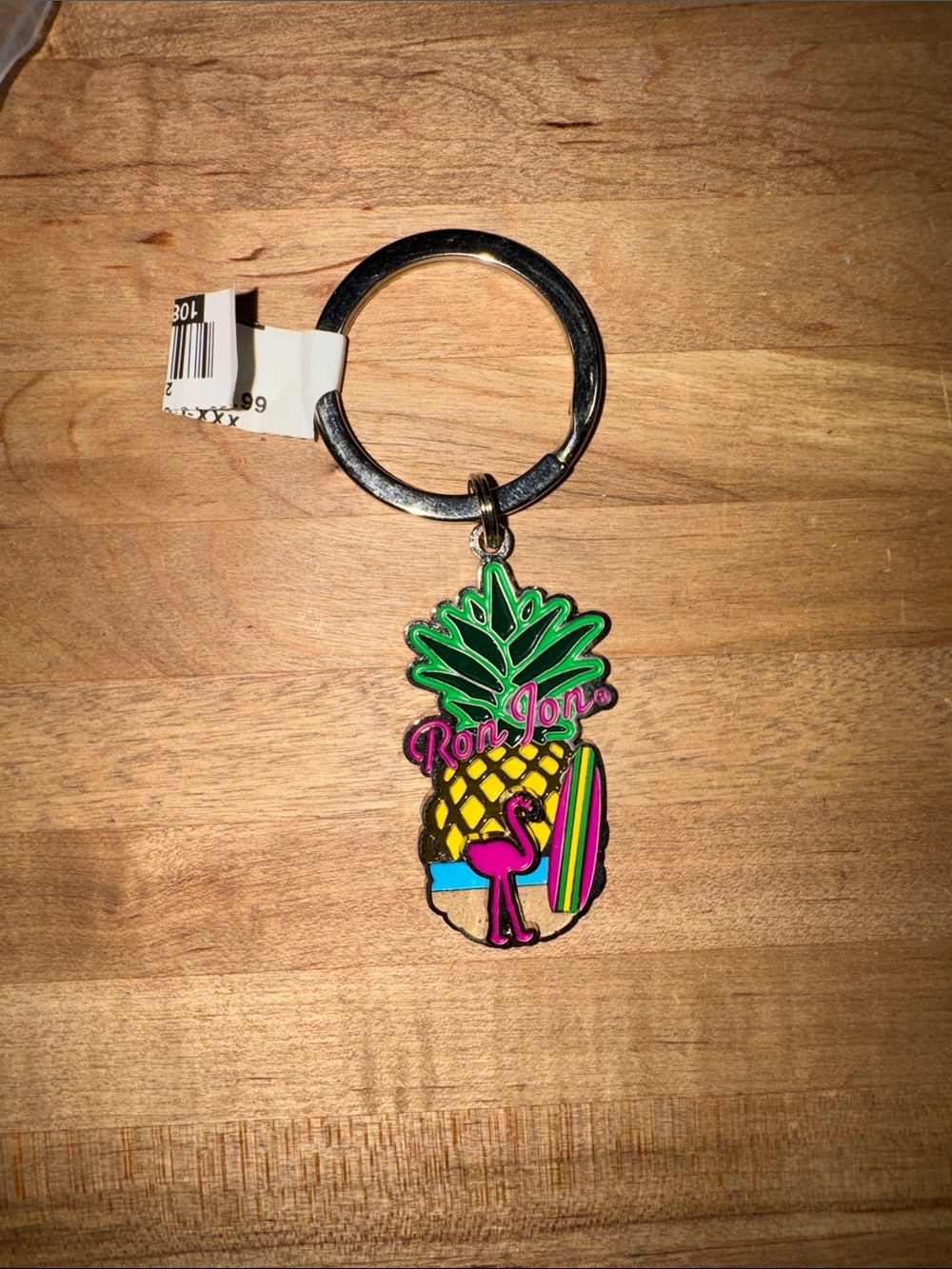 Ron Jon Pineapple & Flamingo Enamel Keychain - Green, Yellow, Pink